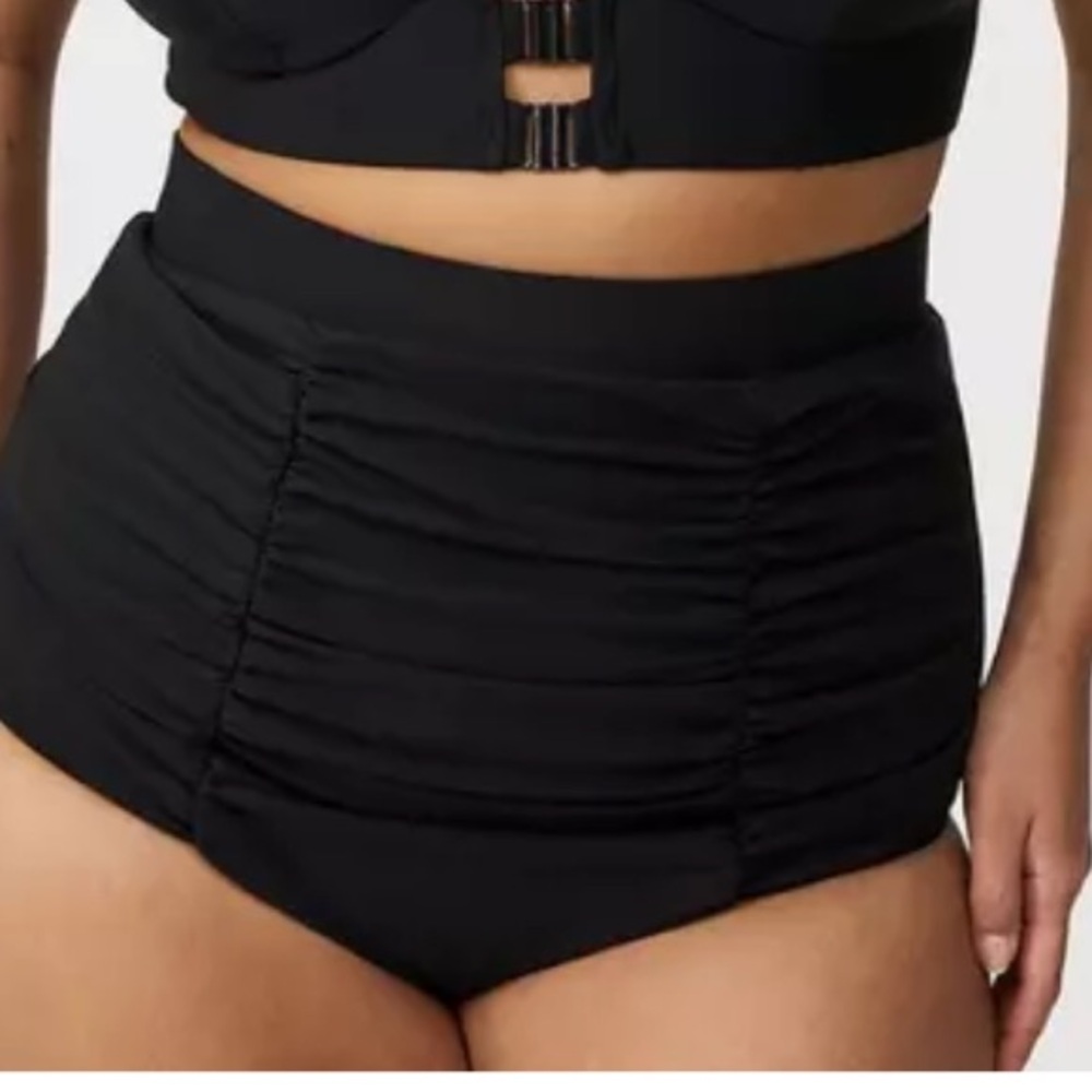 Torrid black ultra high-rise ruched swim bottom size 2 (2X 18/20)